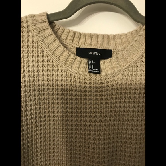Forever 21 Slouchy Sweater Crop Top Waffle Print - Picture 10 of 12